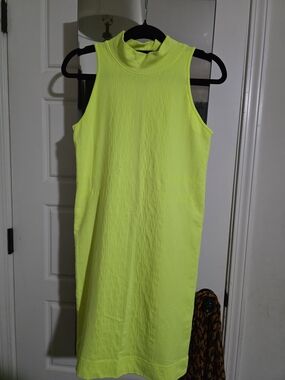 Nike Neon Yellow Sleeveless Mock Neck Midi Dress